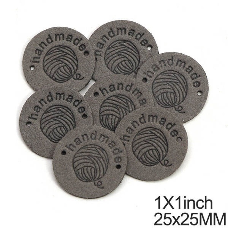 Set 50 Nhãn Da Hình Tròn Dùng Để Trang Trí Quần Áo / Mũ Dệt Kim Cho Bé