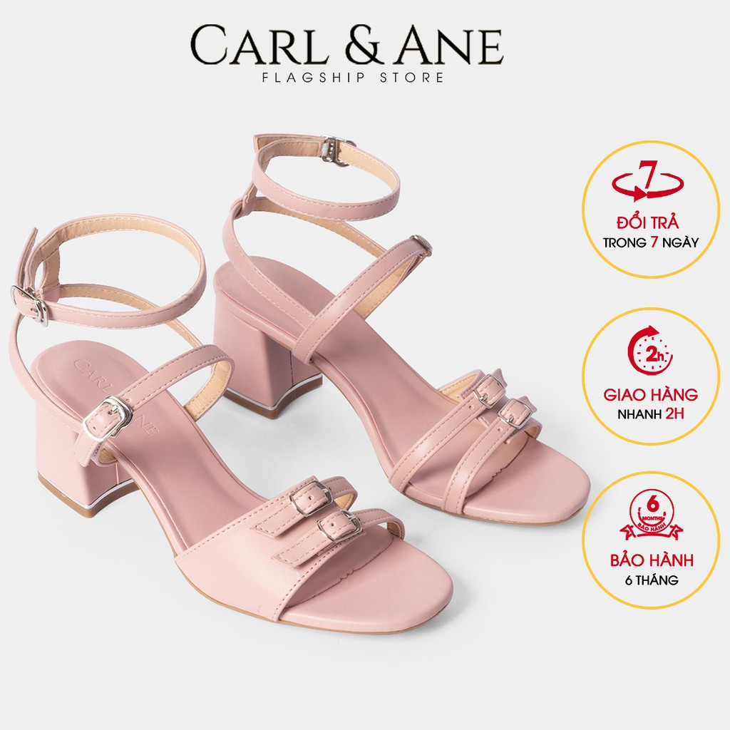 Carl & Ane - Giày sandal nữ quai ngang phối dây mảnh cao 6cm màu hồng _ CS006