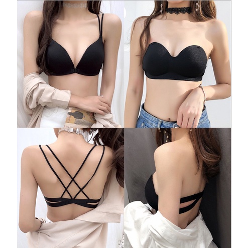 Áo ngực dây chéo cài trước su đúc không gọng sexy có đệm mút mỏng mặc hở vai lưng AOLOT19