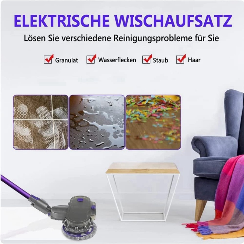 Đầu Lau Nhà Cho Máy Hút Bụi Dyson V12 Slim, V10 Slim + Thùng Nước + 6 Khăn Lau
