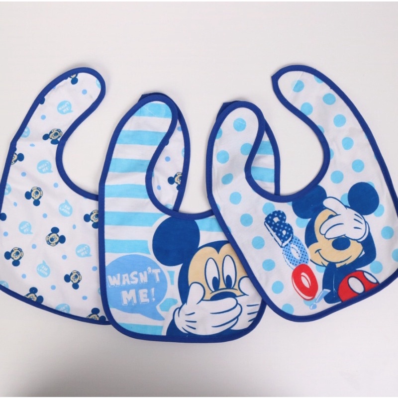 Set 3 yếm ăn dặm Disney baby cotton có chống thấm xuất dư cho bé trai bé gái onweb ~13$