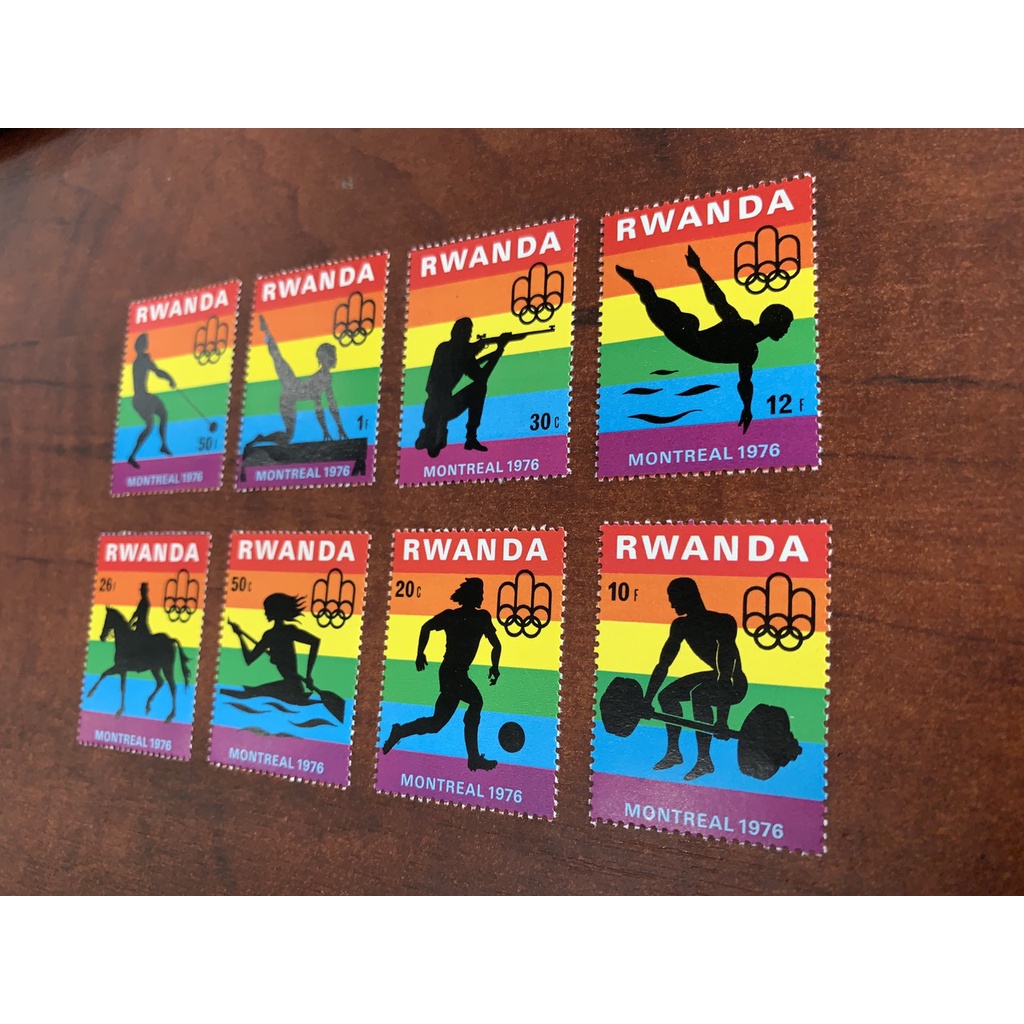 Bộ tem sưu tập chủ đề thể thao châu Phi Rwanda 1976