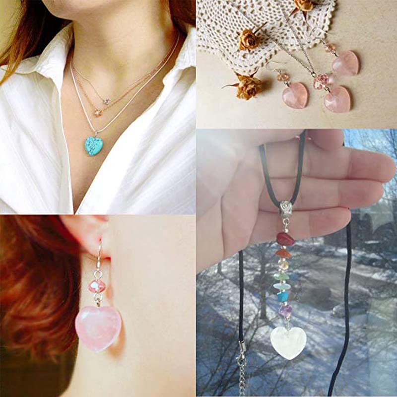 Mặt Đá Thạch Anh Hình Trái Tim Làm Trang Sức DIY
