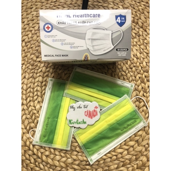 Khẩu trang màu pastel ombre 4 lớp HDHL HEALTHCARE