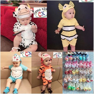 ( SOS ) Quần Áo Hình Thú Cotton Cao Cấp Tay Ngắn Cho Bé Từ 3-15kg.