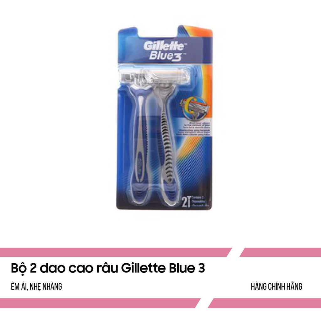 Bộ 2 Dao cao râu Gillette Blue 3 - Dao 3 lười siêu sắc siêu bền