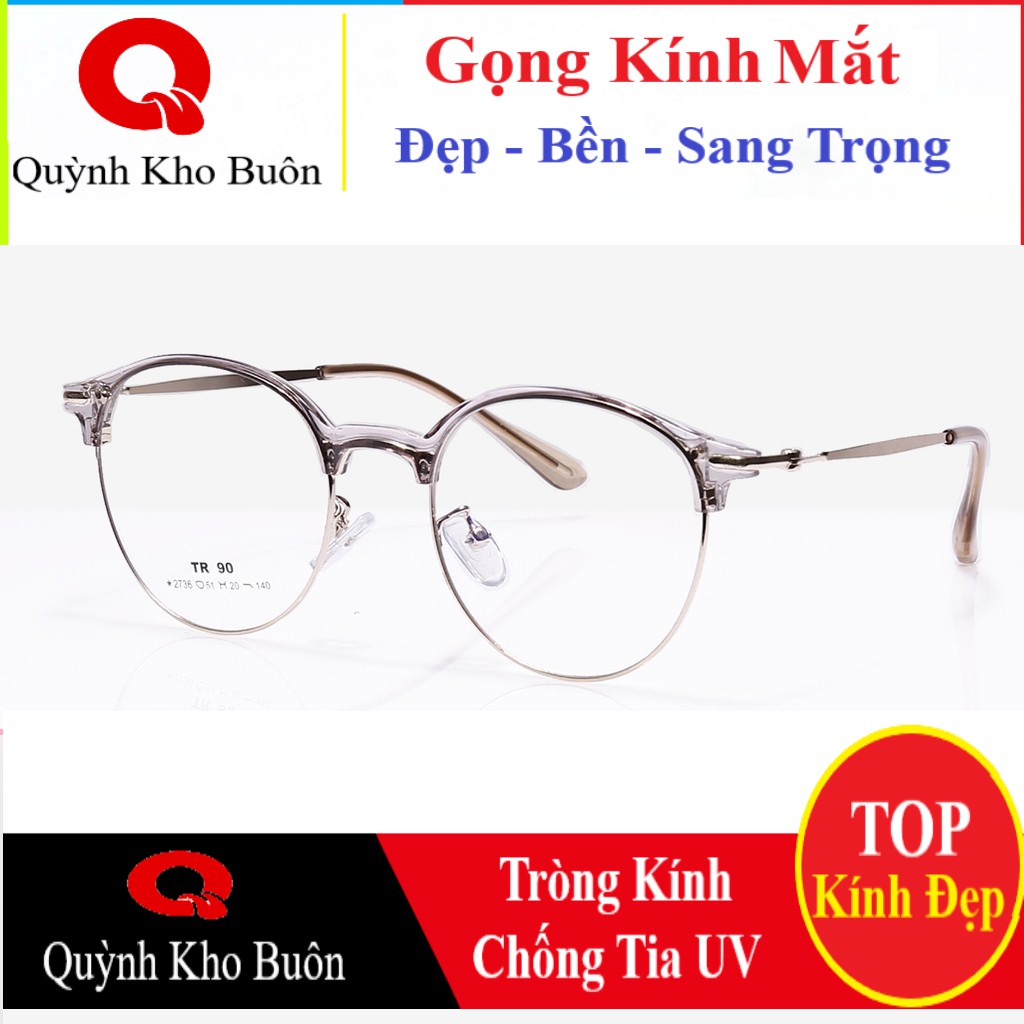 Gọng Kính Cận Tròn Mảnh Kim Loại Hàn Quốc - Gọng Kính Mắt Tròn Nữ - Quỳnh Kho Buôn 2736