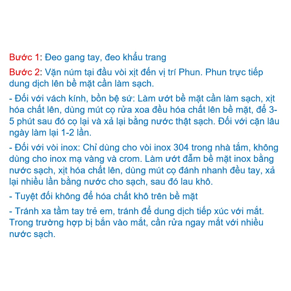 Tẩy cặn canxi, tẩy  kính, vòi sen, bồn sứ, chậu tắm, gạch men, gương soi Hikit