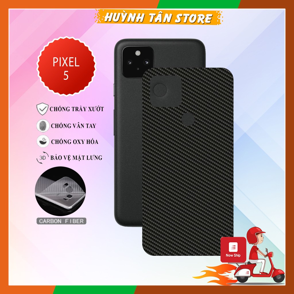Miếng dán decal carbon mặt sau Pixel 5 chống trầy mặt lưng, chống bám vân tay
