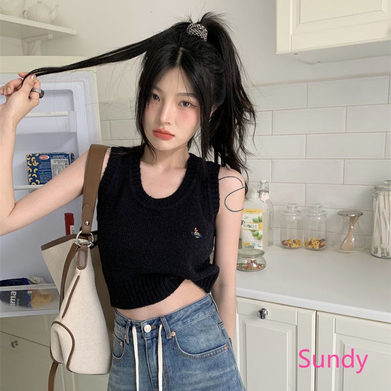 Áo Sát Nách Dệt Kim Thêu Họa Tiết Đơn Giản Thời Trang Mùa Hè Phong Cách Hàn Quốc Cho Nữ