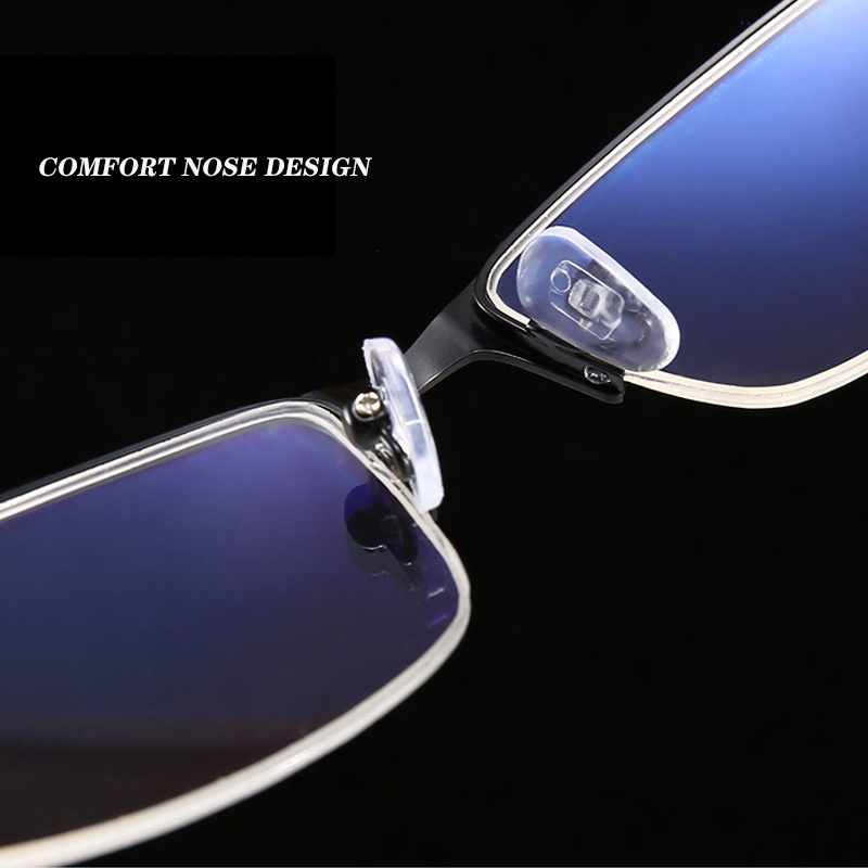 Mắt Kính Gọng Vuông Kim Loại Chống Bức Xạ Phong Cách Doanh Nhân Thời Trang