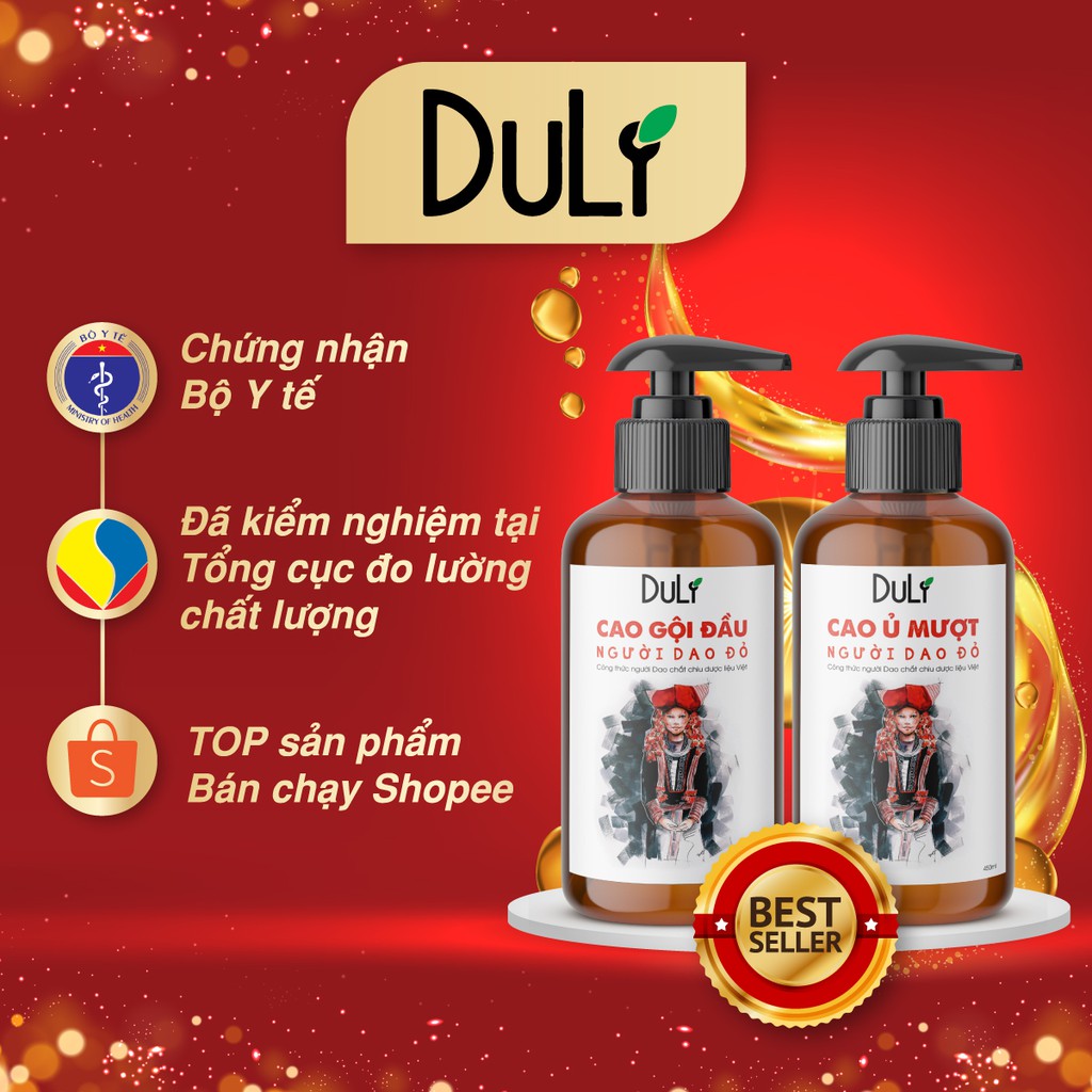 (TẶNG KHĂN COTTON) CẶP CAO DẦU GỘI ĐẦU THẢO DƯỢC DULIVE NGƯỜI DAO ĐỎ 450ML