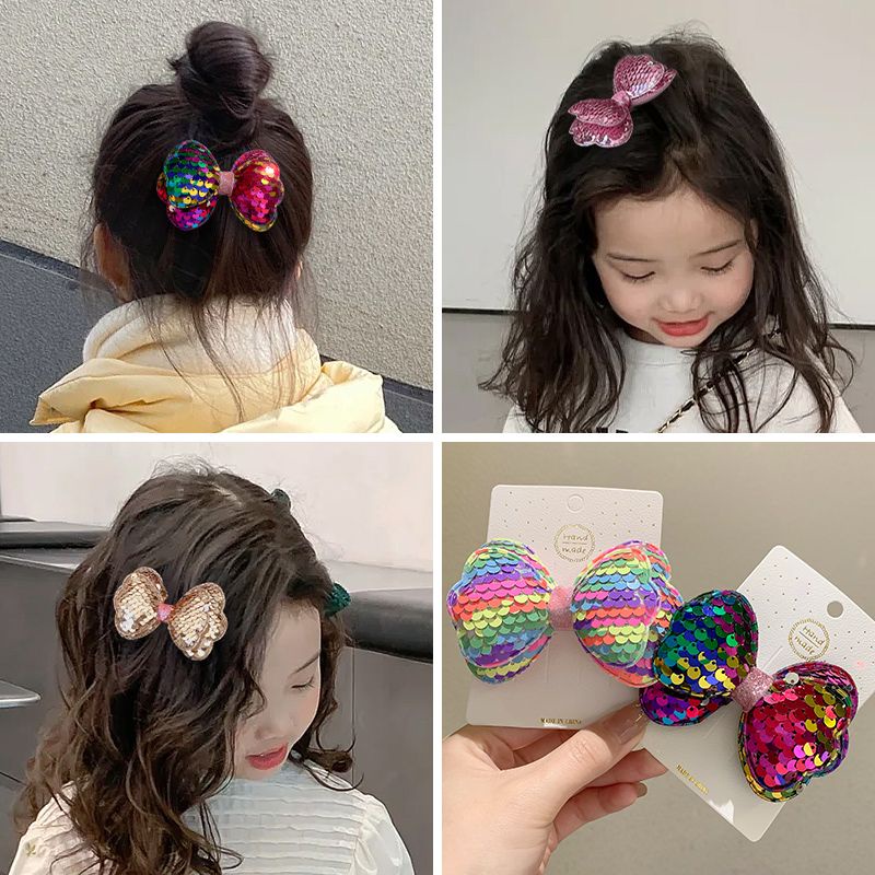 Kẹp Tóc Nơ Kim Tuyến Xinh Xắn Đáng Yêu Cho Bé Gái Phong cách Hàn Quốc