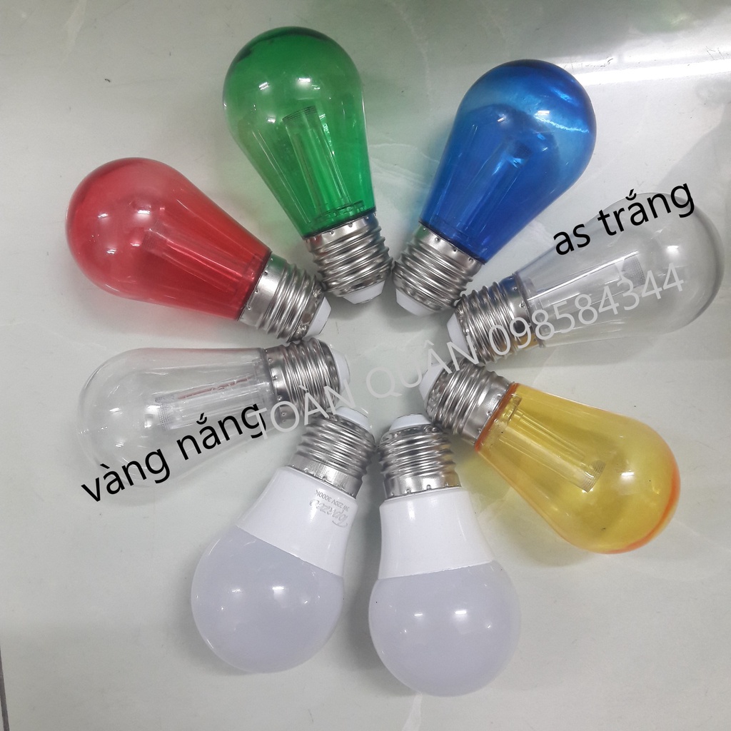 BÓNG ĐÈN 3W TRANG TRÍ NGOÀI TRỜI loại 13 mắt led và loại nhựa trong suốt