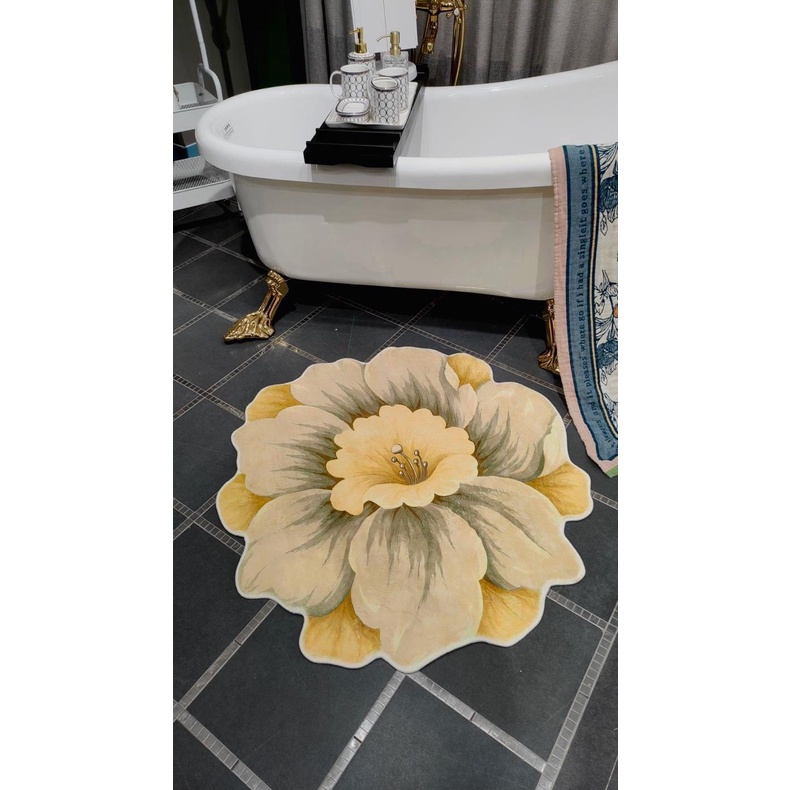 Thảm trải sàn trang trí, thảm chùi chân bông hoa 5D cao cấp sắc nét sẵn hàng kích thước 120cm