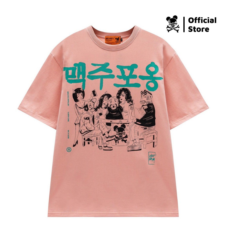 Áo Thun Unisex Bad Habits Daddy Hood Hồng 100% Cotton - Local Brand Chính Hãng
