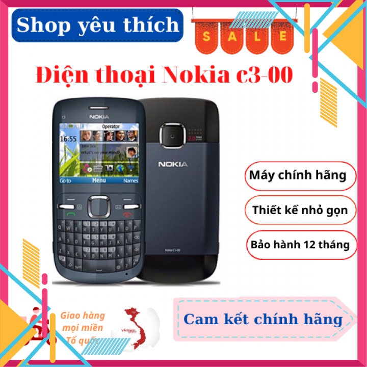 Điện thoại nokia cổ c3-00 bàn phím qwerty giá rẻ chính hãng tặng kèm pin sạc-Bảo hành uy tín 12 tháng