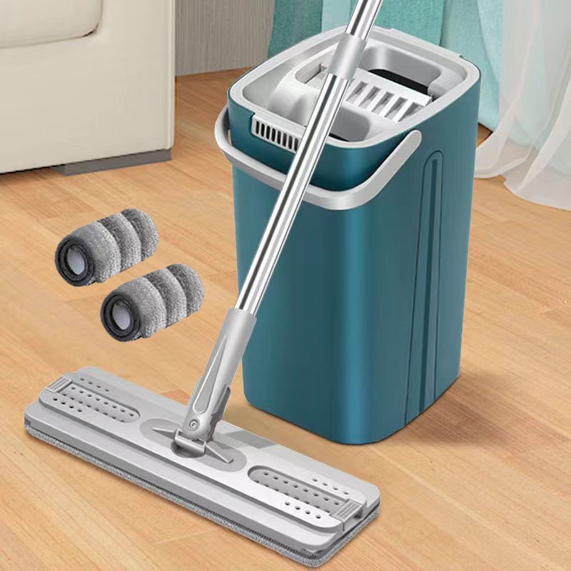 Bộ Cây Lau Nhà 360 Độ Tự Vắt Thông Minh Xoay 2 Vách Ngăn Tách Nước Bẩn Cao Cấp -Tặng 2 Miếng Lau, Nhỏ Gọn Tiện Lợi