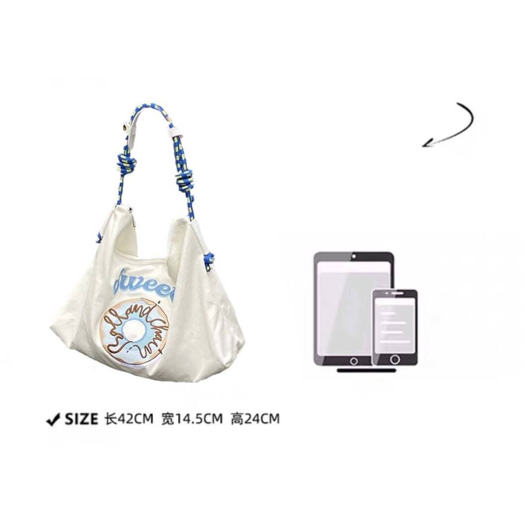 Túi Tote Đeo Vai Vải Canvas Thêu Họa Tiết Phong Cách Nhật Bản Thời Trang Cho Nữ