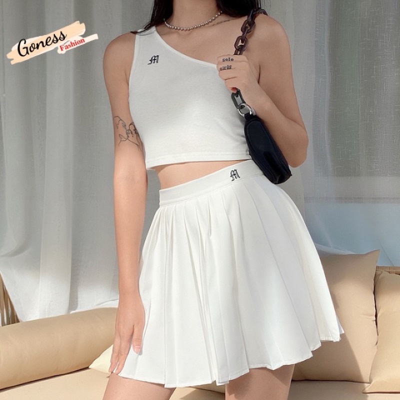 Chân Váy Xếp Ly Chữ A Cạp Thêu Họa Tiết Có Lót Quần Bên Trong HÀNG CAO CẤP | BigBuy360 - bigbuy360.vn