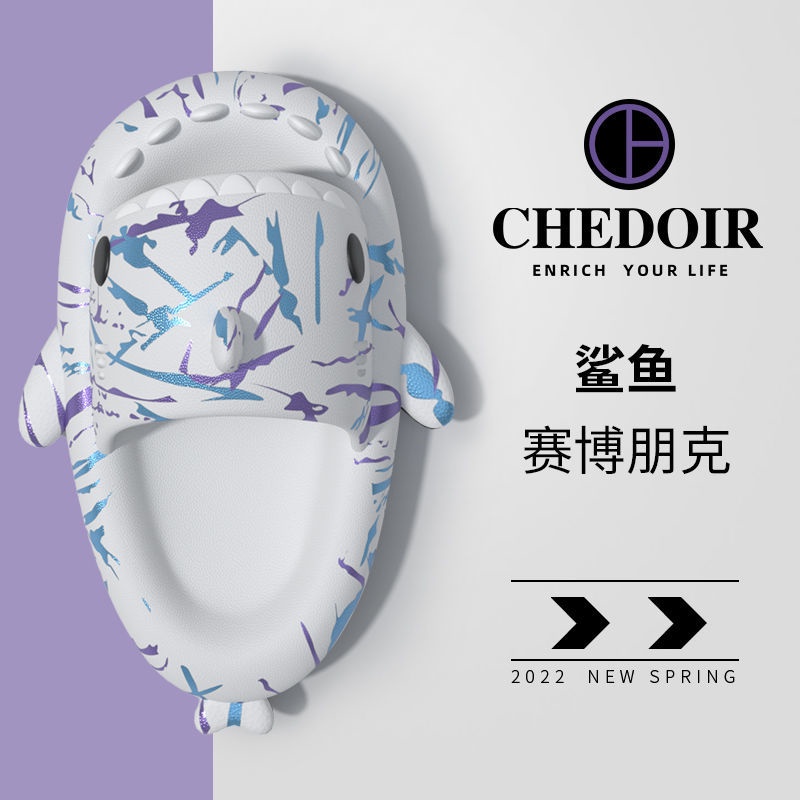 Dép Quai Ngang In Hình Cá Mập Dễ Thương Đế Dày Chống Trượt Chống Mài Mòn Thời Trang Mùa Hè Cho Nam