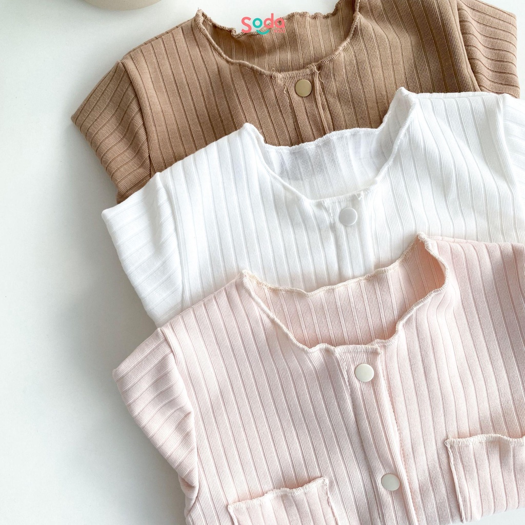 Bộ quần áo bé gái Milky SODA KIDS chất liệu thun gân co giãn, thiết kế cổ tròn, túi ngực phong cách Hàn Quốc