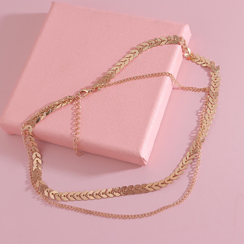 Vòng cổ 2 tầng thiết kế xương cá sang trọng quý phái dành cho nữ