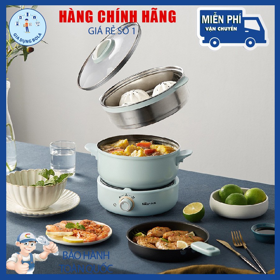 Nồi Nấu Đa Năng 2.5L Bear DHG-B25Z1 (Kèm Lồng Hấp) - Bảo Hành Chính Hãng 12 Tháng