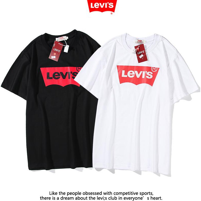 Áo thun cotton ngắn tay in chữ Levi 'S thời trang cho nam và nữ