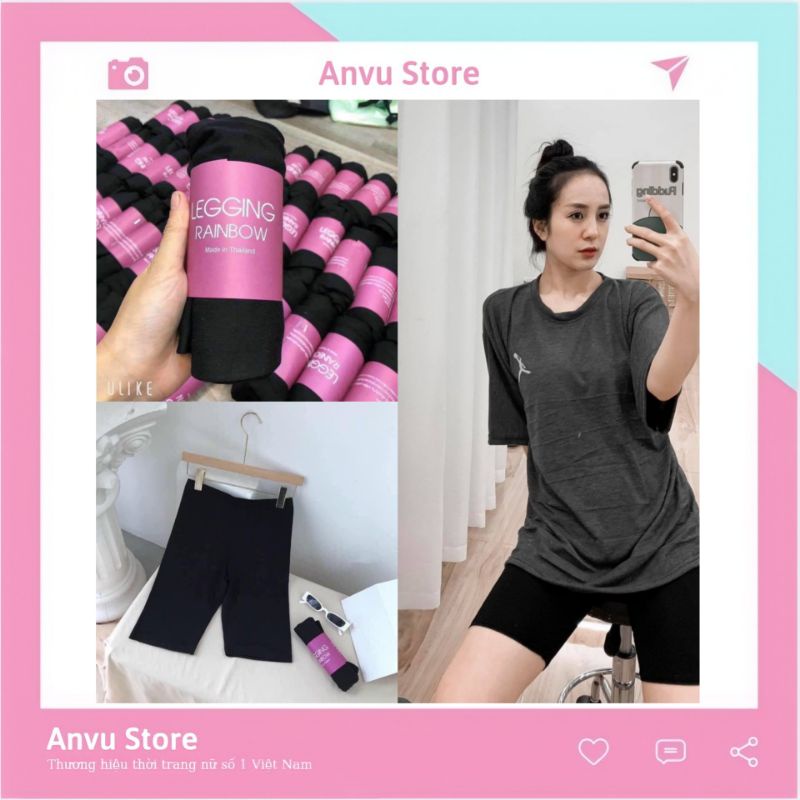 Quần legging đùi RAINBOW 🌈SIÊU HOT🌈hàng Thái chất cotton siêu co dãn || ANVU STORE XMAV06