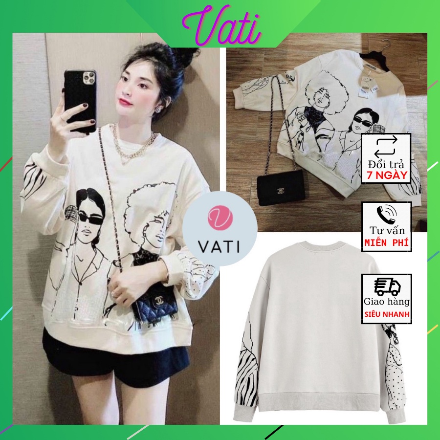 Áo Sweater  In Hình Cô Gái 🌸Áo Thun Nữ Dài Tay VATI , Form Rộng Chất Nỉ Cao Cấp Phong Cách Hàn Quốc