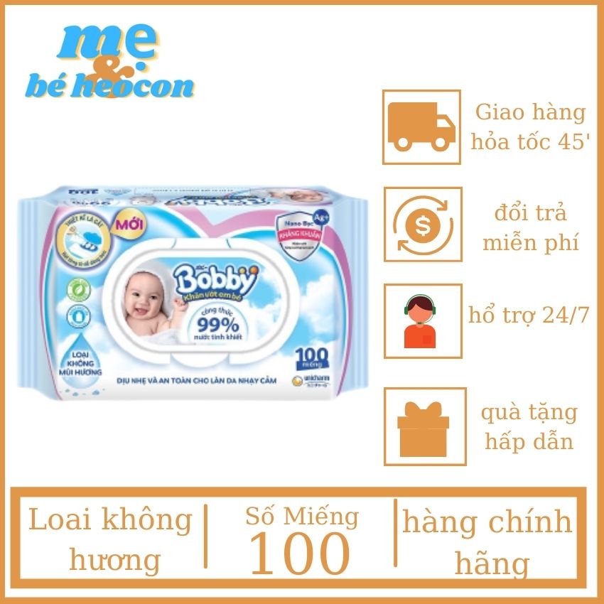 [Hàng Chính Hãng] Khăn Uớt Bobby Dành Cho Trẻ Em + Mevabeheocon123