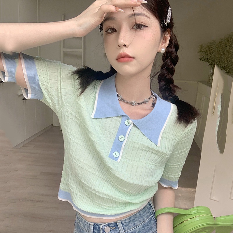 Áo thun ZHELIHANGFEI cổ polo tay ngắn dễ phối đồ thời trang dành cho nữ