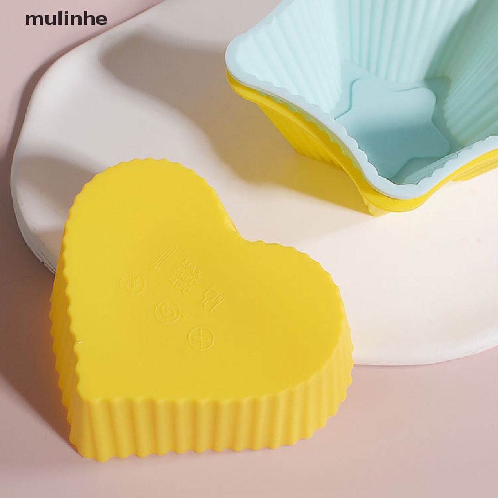 Set 2 Khuôn Silicon Làm Bánh Cupcake / Muffin / Cupcake Hình Tròn / Trái Tim / Vuông 3D DIY vn