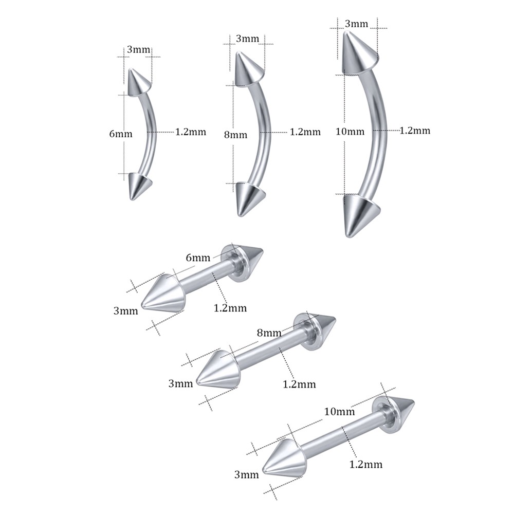1 Khuyên Xỏ Lông Mày Bằng Thép Không Gỉ 6 / 8 / 10mm