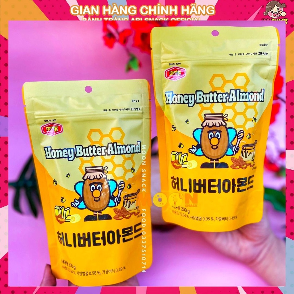 Hạnh nhân tẩm mật ong Honey Butter Almond gói 200g hãng Murgerbon nhập khẩu Hàn Quốc date mới T4/2023