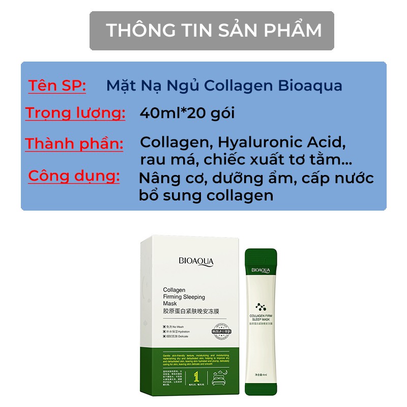 [Chính Hãng] Mặt nạ ngủ thạch collagen tươi Bioaqua hộp 20 gói nâng cơ dưỡng da săn chắc mỹ phẩm nội địa Trung