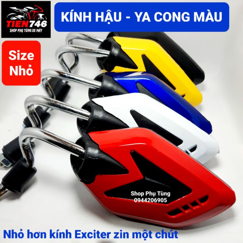 Gương chiếu hậu, Kính hậu kiểu YA CONG Size NHỎ nhiều màu, chân kính 10mm, lắp bên trái. Hợp với tất cả các dòng xe máy