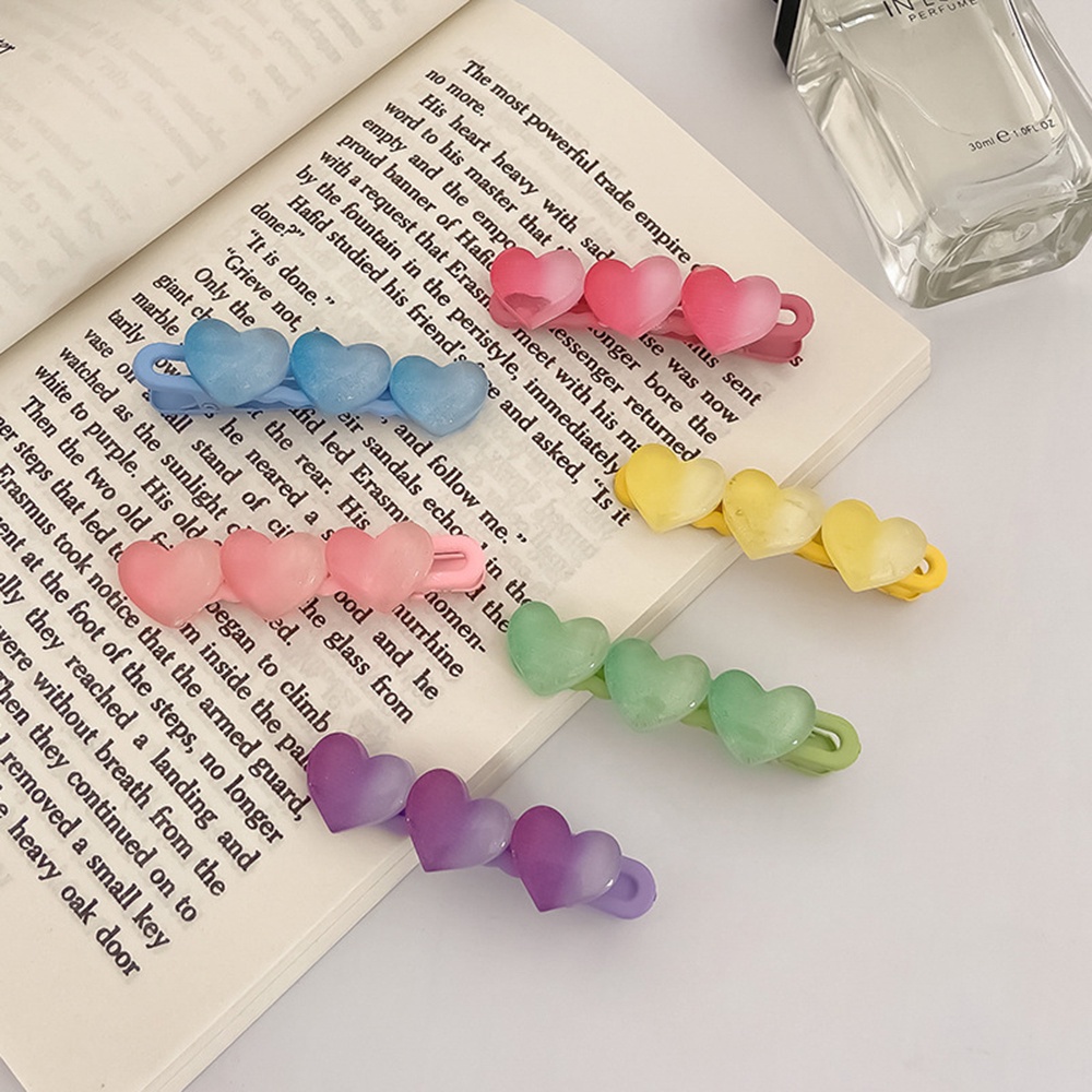 Kẹp tóc nữ hình trái tim màu sắc gradient 6 màu