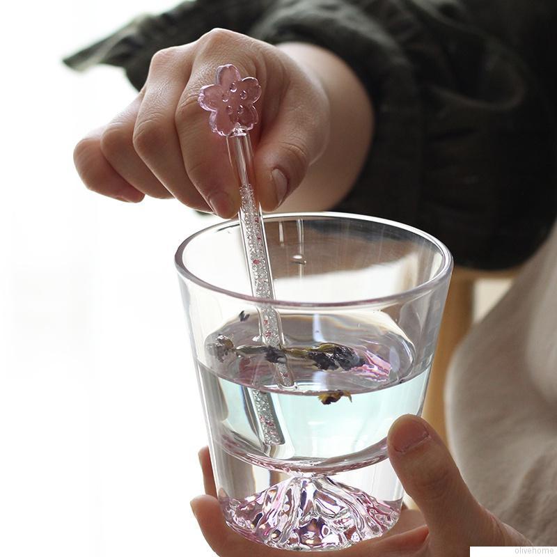 Muỗng cà phê cán dài hình chân mèo/ngôi sao màu hồng xinh xắn