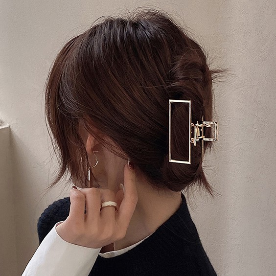 Kẹp Tóc Chất Liệu Kim Loại Kiểu Dáng Hình Học Phong Cách Hàn Quốc