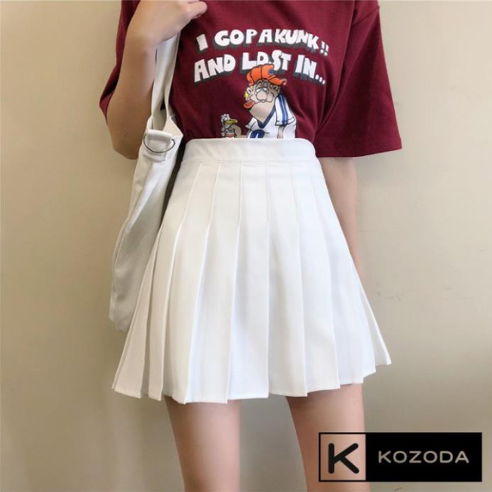 Chân váy tennis xếp li màu trắng đen xếp ly skirt cạp lưng cao ngắn chữ a phong cách ulzzang cv5 kozoda  ྇