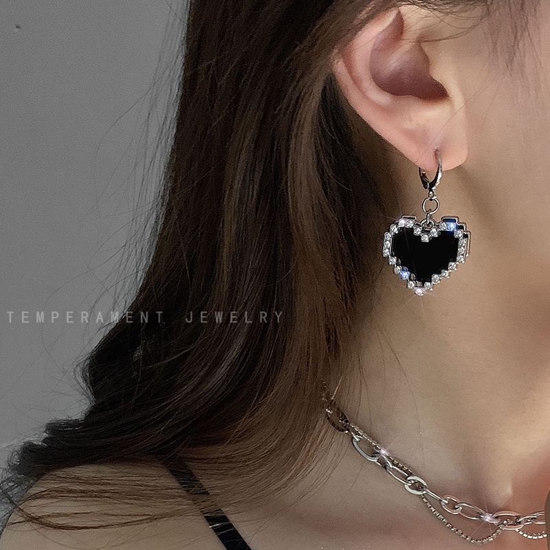 Vòng Cổ choker Mặt Trái Tim Màu Đen Phong Cách Hàn Quốc Sang Trọng Dành Cho Nữ