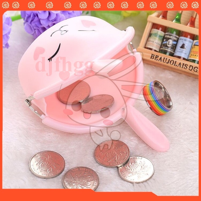 Ví đựng tiền xu / chìa khóa / thẻ bằng silicon hình thỏ hoạt hình dễ thương kiểu dáng thời trang