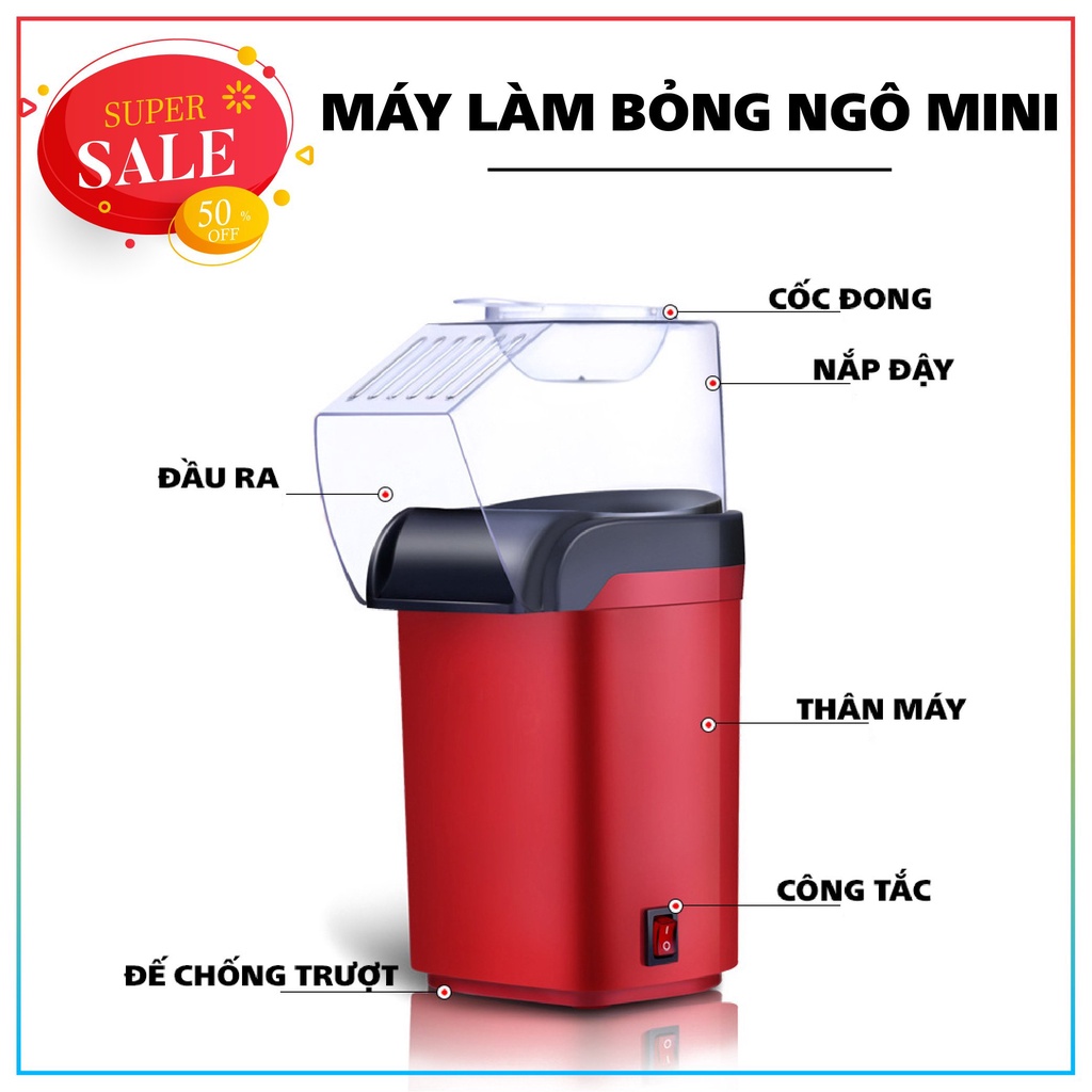 Máy Làm Bỏng Ngô, Bắp Rang Bơ Gia Đình tiện lợi đồ ăn vặt