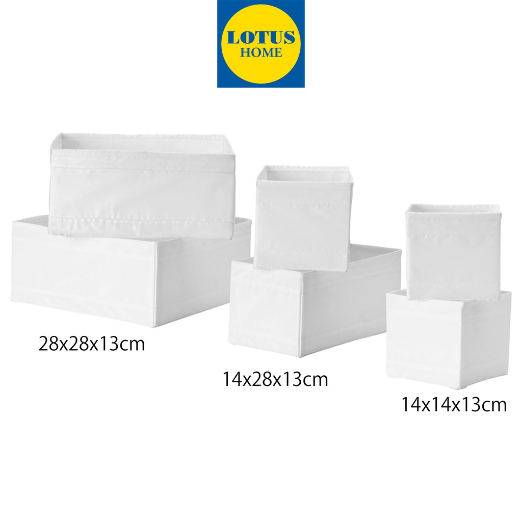 IKEA Bộ 6 hộp vải chia ngăn sắp xếp tủ quẩn áo IKEA Skubb - trắng