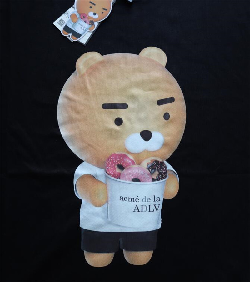 ADLV Áo Thun Cotton Tay Ngắn Dáng Rộng In Hình Gấu Và Bánh Donut Cổ Điển Thời Trang Cho Cặp Đôi