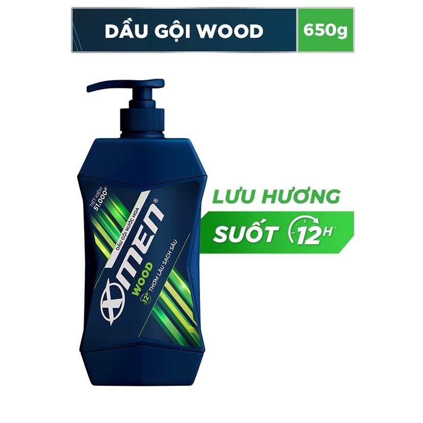 Chai Dầu Gội Xmen 650g Hương Fire/ Wood -Sạch Sâu,Lưu hương suốt 12h