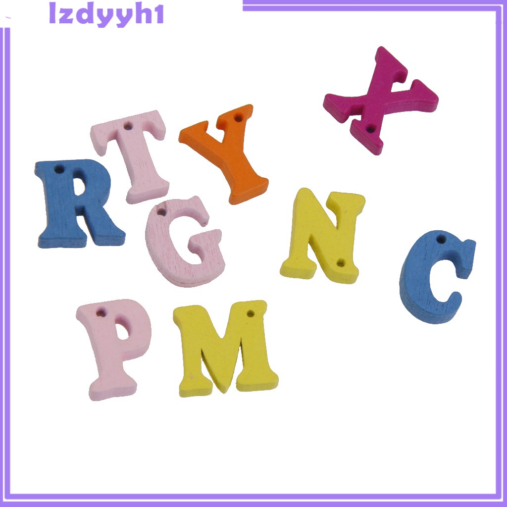 Set 200 Nút Gỗ In Chữ Cái / Số Nhiều Màu Trang Trí Đồ Thủ Công