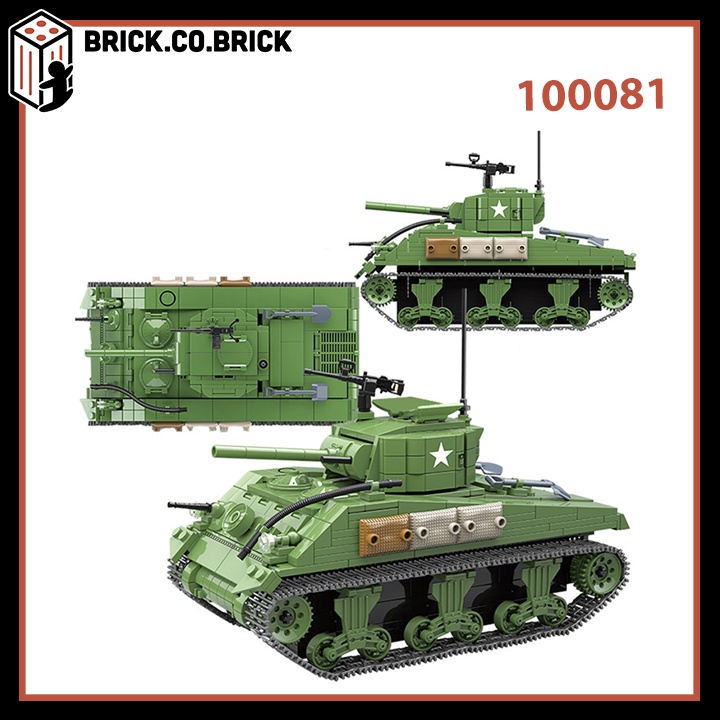 Lắp ráp Mô hình Xe Tank Sherman của Mỹ Army 100081